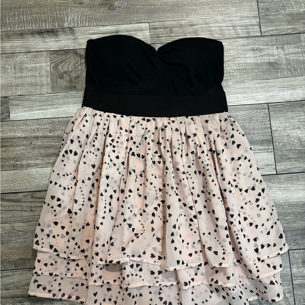 Y2K Wet Seal Heart Print Strapless Dress | Valentine / Coquette Junior’s L